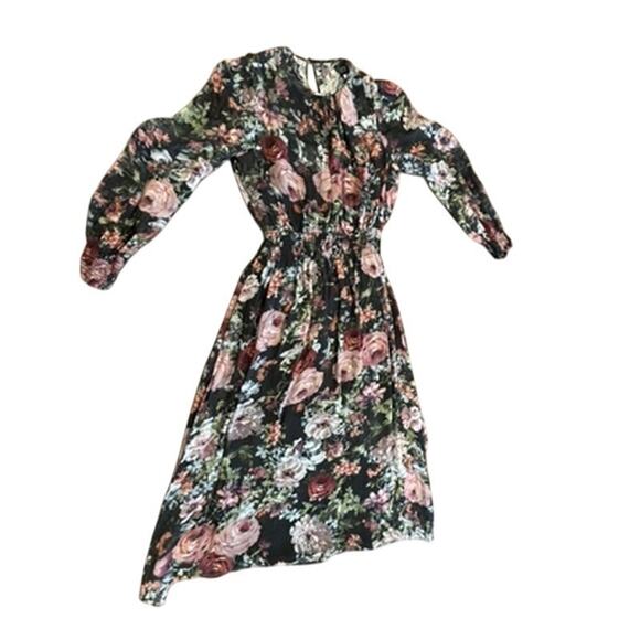 "ZARA WOMAN" Sheer Floral Midi Dress SZ M Whimsigoth Fairy Cottage Core Prairie - Picture 4 of 12